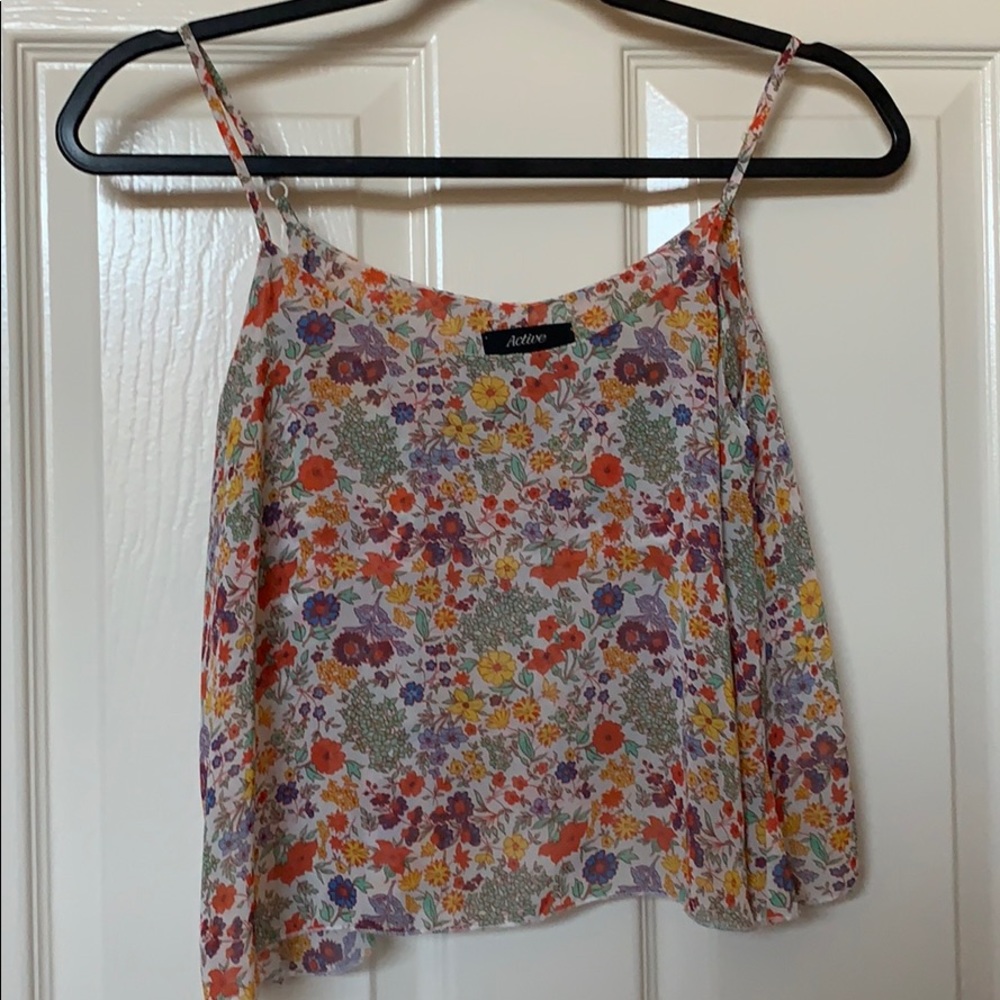 Active floral noodle strap tank top